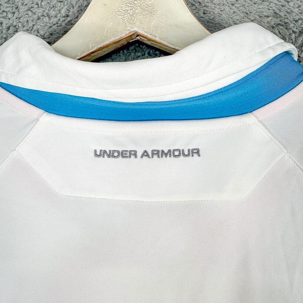 Under Armour Polo Shirt Mens 2XL White Stripe HeatGear Golf Fitted NEW $65 - Picture 6 of 12